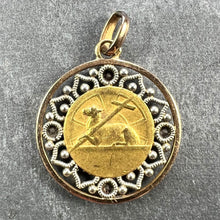 Load image into Gallery viewer, French Vernon Jesus Christ 18K Yellow Gold Ruby Charm Medal Pendant
