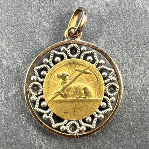 French Vernon Jesus Christ 18K Yellow Gold Ruby Charm Medal Pendant