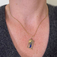 Load image into Gallery viewer, Vintage Deco Japanese Lady Geisha Kimono Enamel 18K Yellow Gold Charm Pendant
