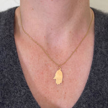 Load image into Gallery viewer, Vintage French Hamsa Hand Protective 18K Yellow Gold Charm Pendant
