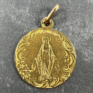 French Virgin Mary 18K Yellow Gold Charm Pendant