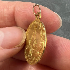 French Virgin Mary 18K Yellow Gold Charm Pendant