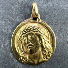 Load image into Gallery viewer, French Charl 18K Yellow Gold Jesus Christ Crown of Thorns Medal Charm Pendant
