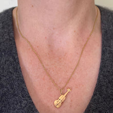 Load image into Gallery viewer, Vintage French Violin 18K Yellow Gold Enamel Charm Pendant
