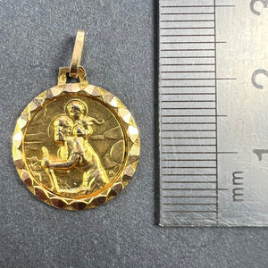 Vintage French St Christopher 18K Yellow Gold Charm Pendant