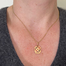 Load image into Gallery viewer, French 18K Yellow Gold Enamel ‘Reussite’ Aces Gambling Cards Lucky Charm Pendant
