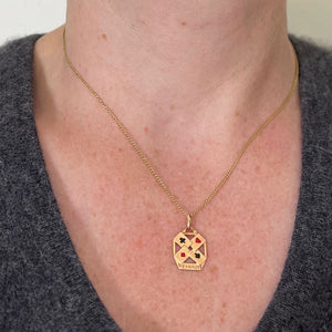 French 18K Yellow Gold Enamel ‘Reussite’ Aces Gambling Cards Lucky Charm Pendant