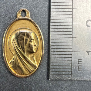 French Paul Brandt 18K Yellow Gold Virgin Mary Charm Pendant Medal