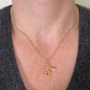 Vintage French Artist's Palette 18K Yellow Gold Enamel Charm Pendant