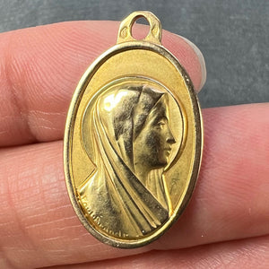 French Paul Brandt 18K Yellow Gold Virgin Mary Charm Pendant Medal