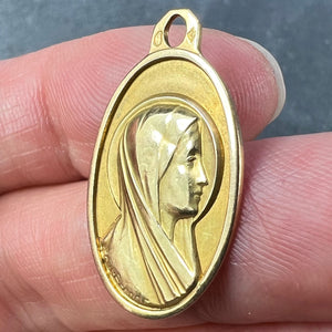 French Paul Brandt 18K Yellow Gold Virgin Mary Charm Pendant Medal