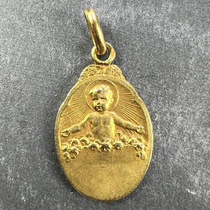 French Becker 18K Yellow Gold St Therese Charm Medal Pendant