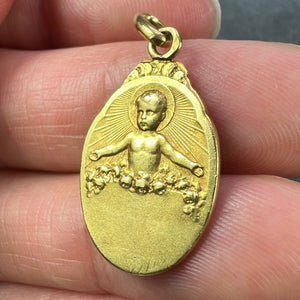 French Becker 18K Yellow Gold St Therese Charm Medal Pendant