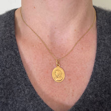 Load image into Gallery viewer, French Mazzoni 18K Yellow Gold Virgin Mary Oval Medal Pendant
