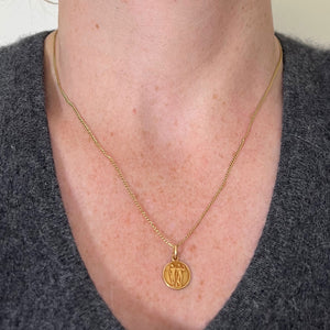 French Zodiac Gemini Starsign 18K Yellow Gold Charm Pendant