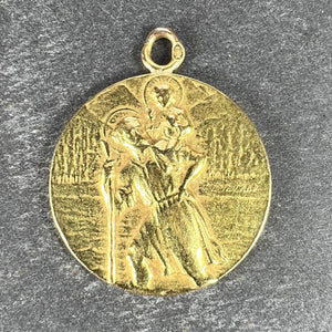 French Tricard St Christopher Tempestate Securitas 18K Yellow Gold Pendant Medal