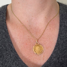 Load image into Gallery viewer, Vintage French Saint Isabelle of France 18 Karat Yellow Gold Medal Charm Pendant
