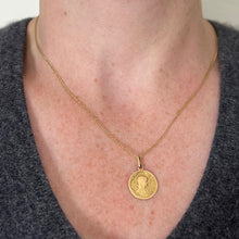 Load image into Gallery viewer, Antique French Virgin Mary 18K Yellow Gold Medal Pendant
