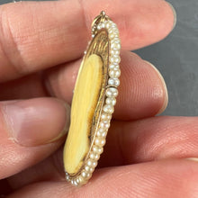 Load image into Gallery viewer, French 18K Yellow Gold Seed Pearl Bakelite Virgin Mary Charm Pendant
