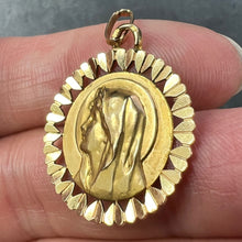 Load image into Gallery viewer, French Perroud Virgin Mary Heart Frame 18K Yellow Gold Medal Charm Pendant
