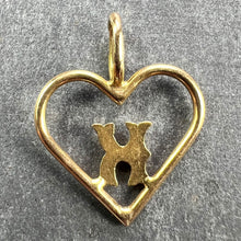 Load image into Gallery viewer, French 18K Yellow Gold Love Heart Initial K Charm Pendant
