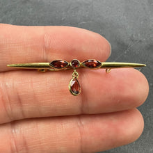 Load image into Gallery viewer, Vintage Almandine-Pyrope Garnet 18K Yellow Gold Bar Brooch
