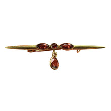 Load image into Gallery viewer, Vintage Almandine-Pyrope Garnet 18K Yellow Gold Bar Brooch
