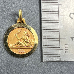 French 18K Yellow Gold Zodiac Virgo Charm Pendant