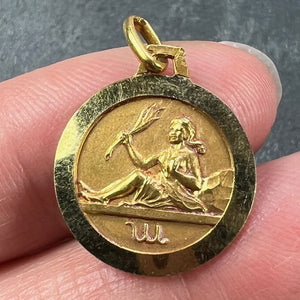 French 18K Yellow Gold Zodiac Virgo Charm Pendant