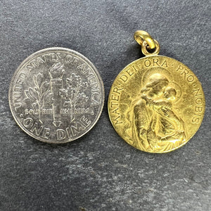 French 18K Yellow Gold Madonna and Child Medal Pendant