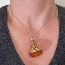 Load image into Gallery viewer, Large Antique Victorian Carnelian 9K Yellow Gold Charm Pendant Fob Seal
