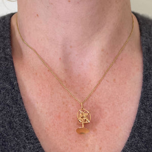 Vintage 18K Yellow Gold Mechanical Desk Fan Charm Pendant