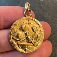 Load image into Gallery viewer, French Dropsy Baptism Angel Holy Dove 18K Yellow Gold Religious Medal Pendant
