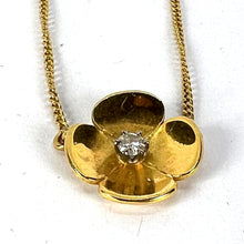Load image into Gallery viewer, Vintage French Quatrefoil Flower 18K Yellow Gold Diamond Pendant Necklace

