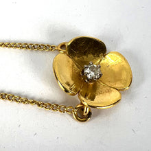Load image into Gallery viewer, Vintage French Quatrefoil Flower 18K Yellow Gold Diamond Pendant Necklace
