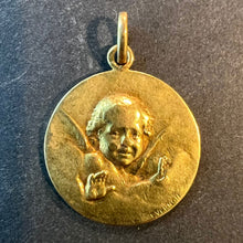 Load image into Gallery viewer, Antique French Vernon Cherub Angel 18K Yellow Gold Charm Pendant Medal
