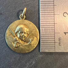 Load image into Gallery viewer, Antique French Vernon Cherub Angel 18K Yellow Gold Charm Pendant Medal
