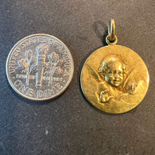 Load image into Gallery viewer, Antique French Vernon Cherub Angel 18K Yellow Gold Charm Pendant Medal
