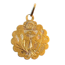 Load image into Gallery viewer, Antique French First Communion Chalice Floral 18K Yellow Gold Charm Pendant

