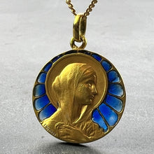 Load image into Gallery viewer, French Vernon Virgin Mary Plique A Jour Enamel 18K Yellow Gold Charm Pendant
