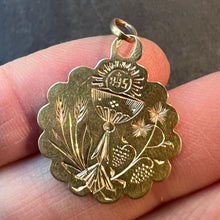 Load image into Gallery viewer, Antique French First Communion Chalice Floral 18K Yellow Gold Charm Pendant
