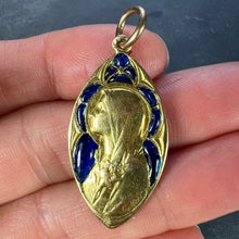 Load image into Gallery viewer, French Guilbert Virgin Mary Plique A Jour Enamel 18K Yellow Gold Pendant Medal
