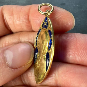 French Guilbert Virgin Mary Plique A Jour Enamel 18K Yellow Gold Pendant Medal