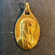 Load image into Gallery viewer, French OBC Virgin Mary Notre Dame of Lourdes 18K Yellow Gold Charm Medal Pendant
