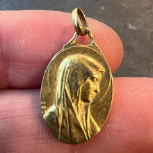 Load image into Gallery viewer, French OBC Virgin Mary Notre Dame of Lourdes 18K Yellow Gold Charm Medal Pendant

