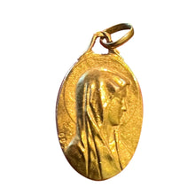 Load image into Gallery viewer, French OBC Virgin Mary Notre Dame of Lourdes 18K Yellow Gold Charm Medal Pendant

