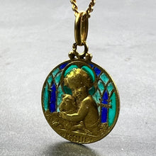 Load image into Gallery viewer, Becker Jesus Lamb of God Plique A Jour Enamel 18K Yellow Gold Pendant Medal
