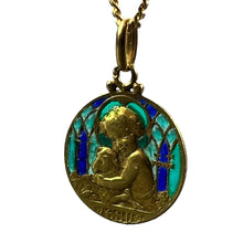 Load image into Gallery viewer, Becker Jesus Lamb of God Plique A Jour Enamel 18K Yellow Gold Pendant Medal
