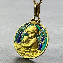 Load image into Gallery viewer, Becker Jesus Lamb of God Plique A Jour Enamel 18K Yellow Gold Pendant Medal
