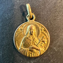 Load image into Gallery viewer, French Mazzoni 18K Yellow Gold St Therese Religious Saint Medal Pendant
